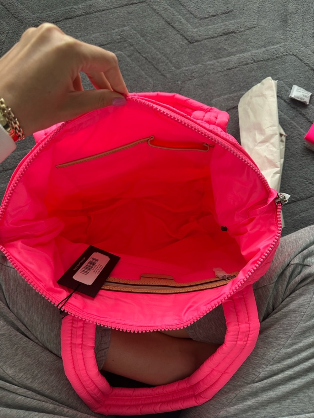 MZ Wallace Quilted Mini Tote in Neon Pink - Picture 3 of 5